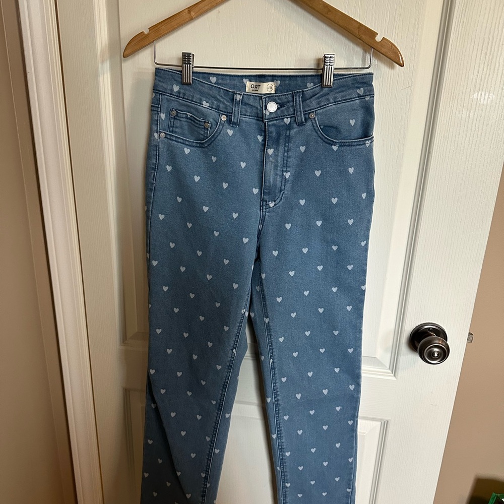 Oat New York Blue Skinny Jeans with Playful Polka Dots